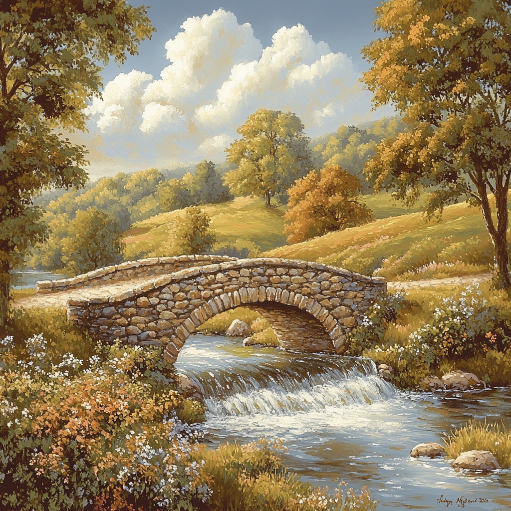 John Constable Inspired Countryside Bridge paint by numbers