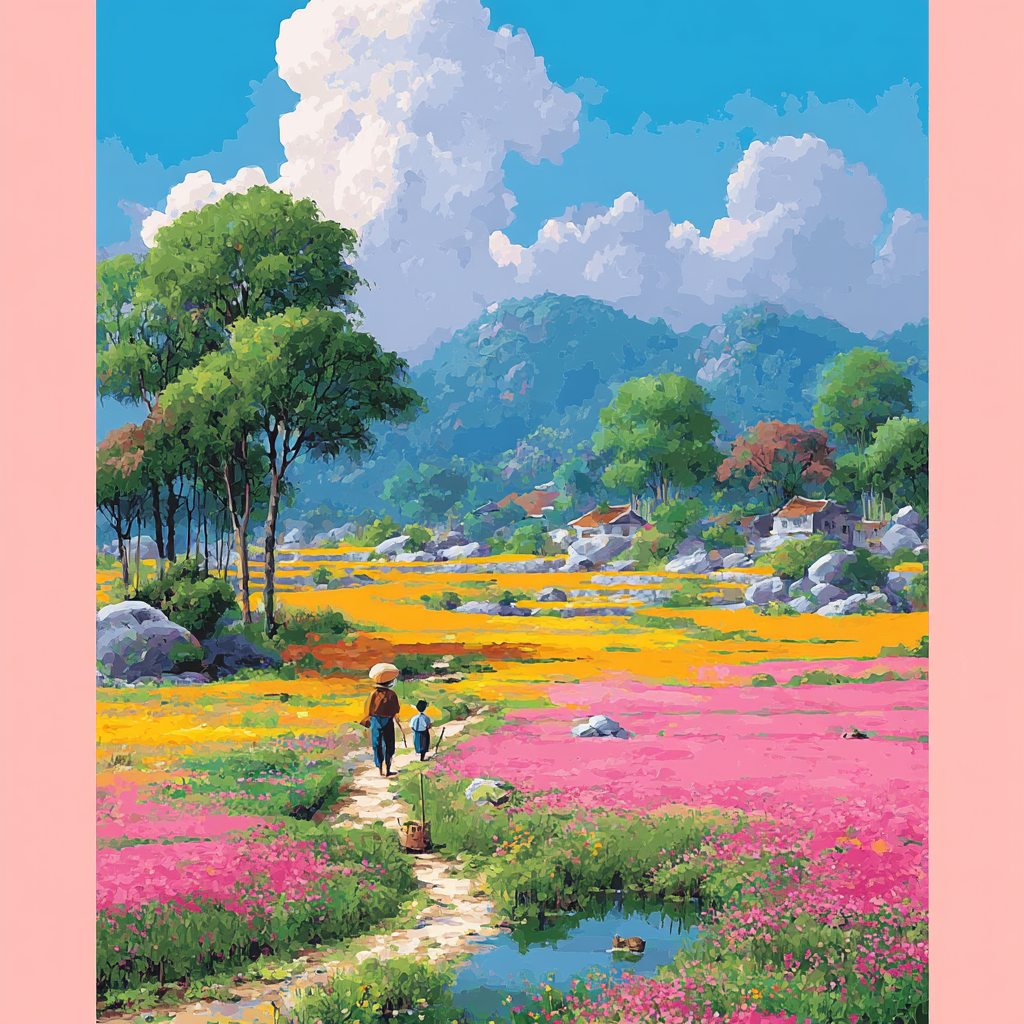 A Day In The Flower Field DIY Paint By Numbers