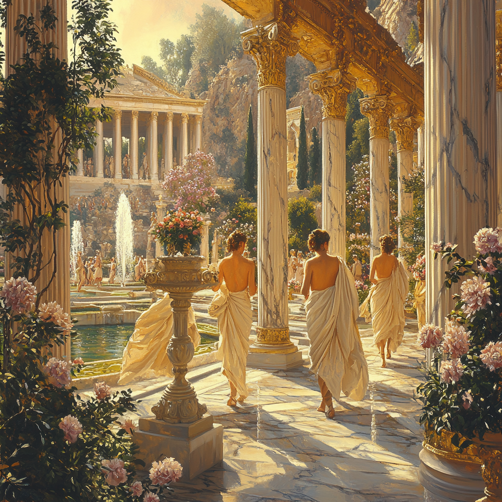 Lawrence Alma-Tadema Inspired Ancient Roman Garden Paint by numbers art