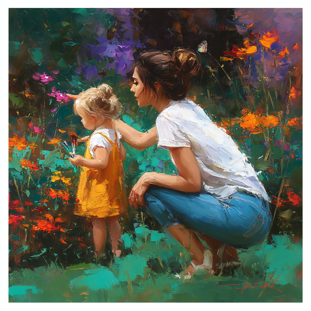 Mom And Me In The Garden Of Dreams DIY Paint By Numbers