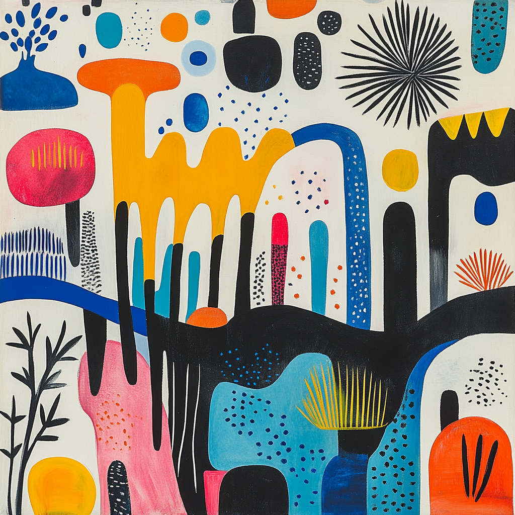 Miró Inspired Coral Playground Number painting