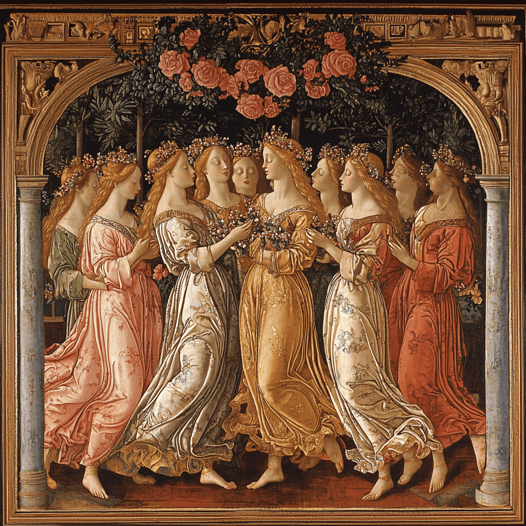 Sandro Botticelli Inspired Renaissance Courtship Numbered Painting Kits