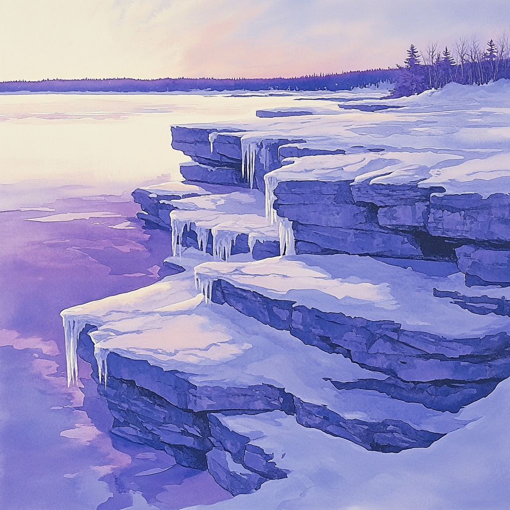 Franklin Carmichael Inspired Winter Light On Snowy Rocks Numbered painting kits