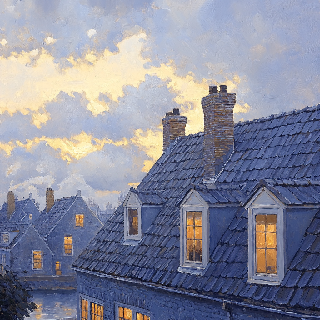 Johannes Vermeer Inspired Gabled Rooftops At Dawn Paint by numbers kits