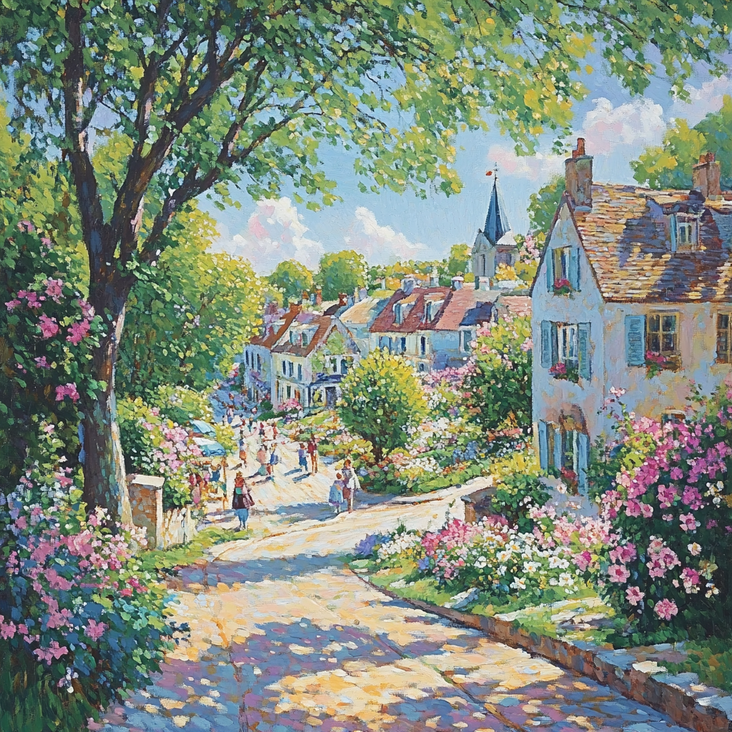 Camille Pissarro Inspired Village Streets In Spring paint by number