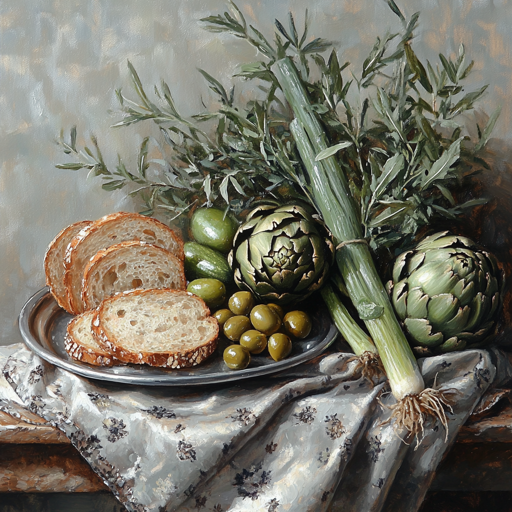 Diego Velazquez Inspired Market Vegetables With Pewter Plate paint by numbers