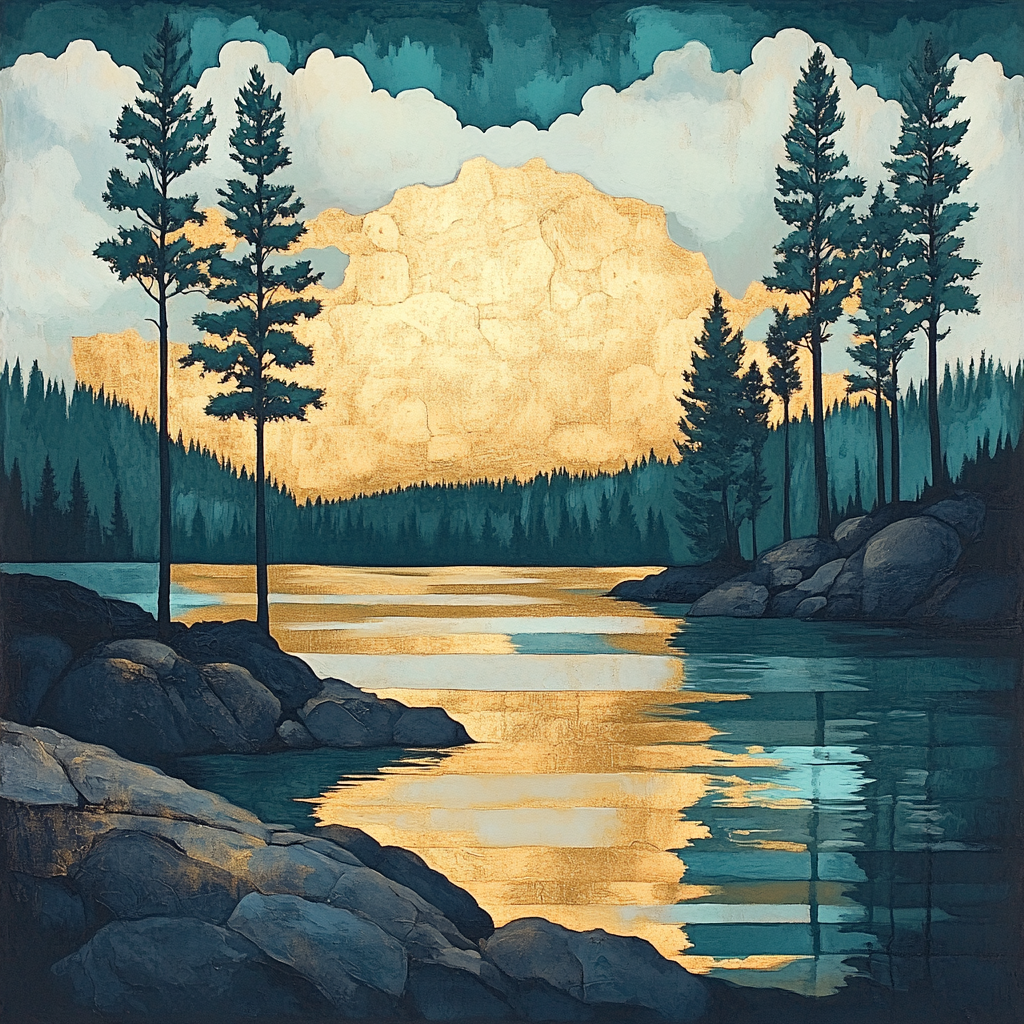 Franklin Carmichael Inspired Pine Screen At Dusk Numbered painting kits