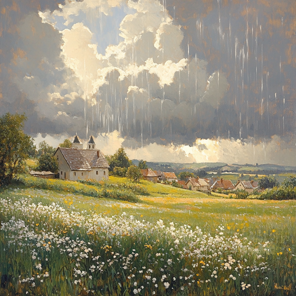 John Constable Inspired Village In Rain Painting by numbers kit