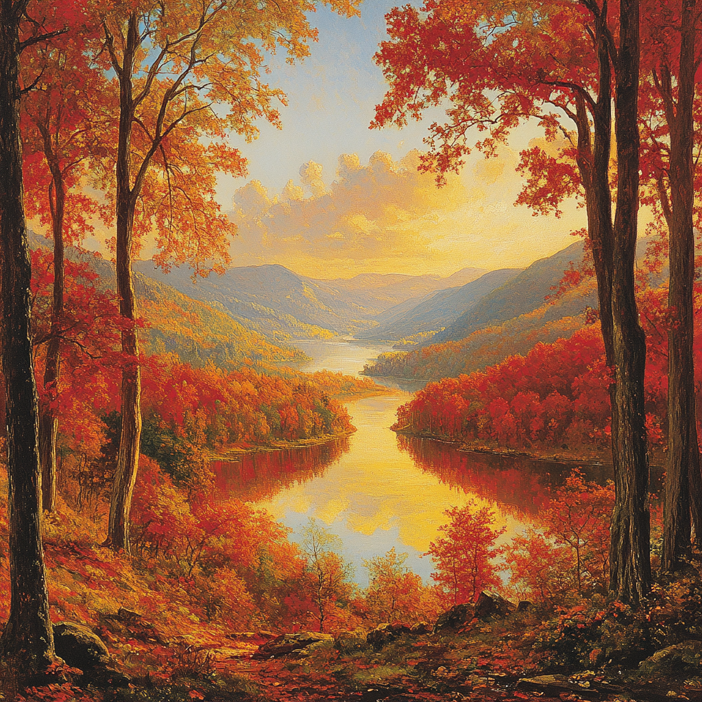 Thomas Cole Inspired Autumn Landscape paint by number