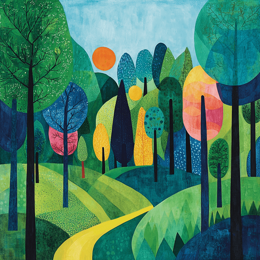 Paul Klee Inspired Abstract Forest Dreams Number Painting