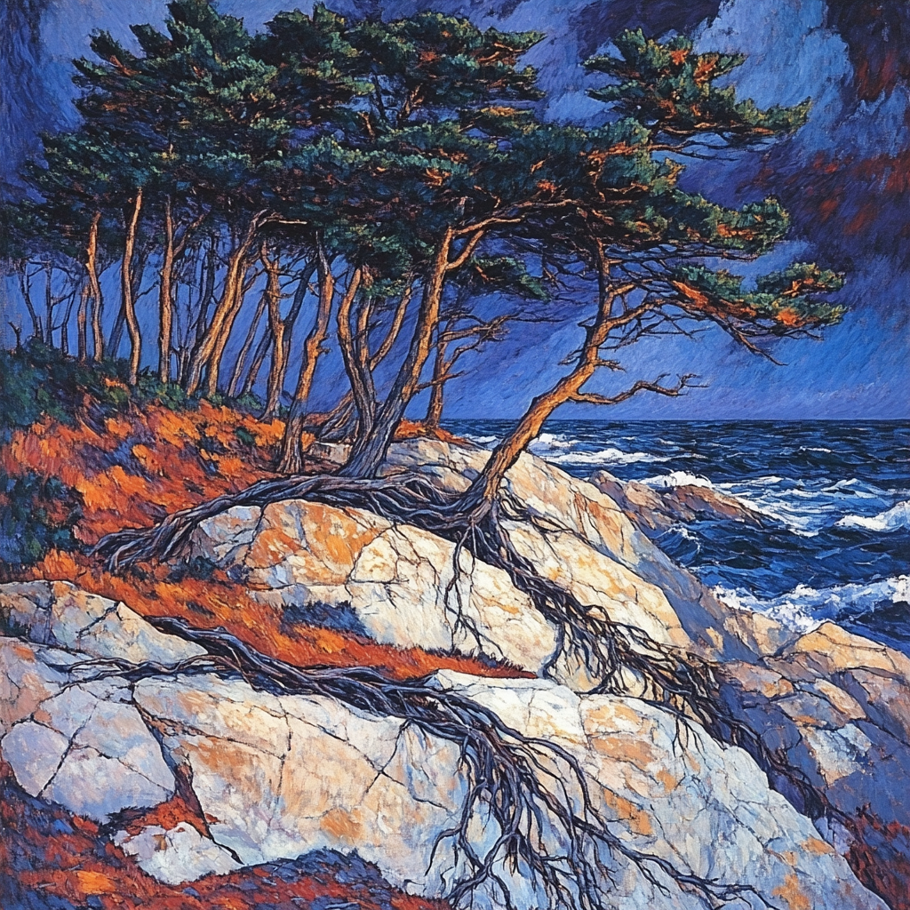 Arthur Lismer Inspired Windswept Pines On Granite Numbered painting kits