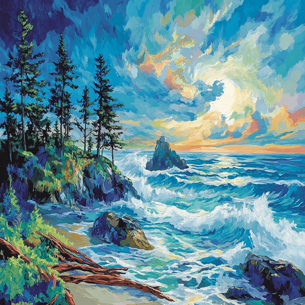 Emily Carr Inspired Windswept Coastal Drift DIY paint by numbers