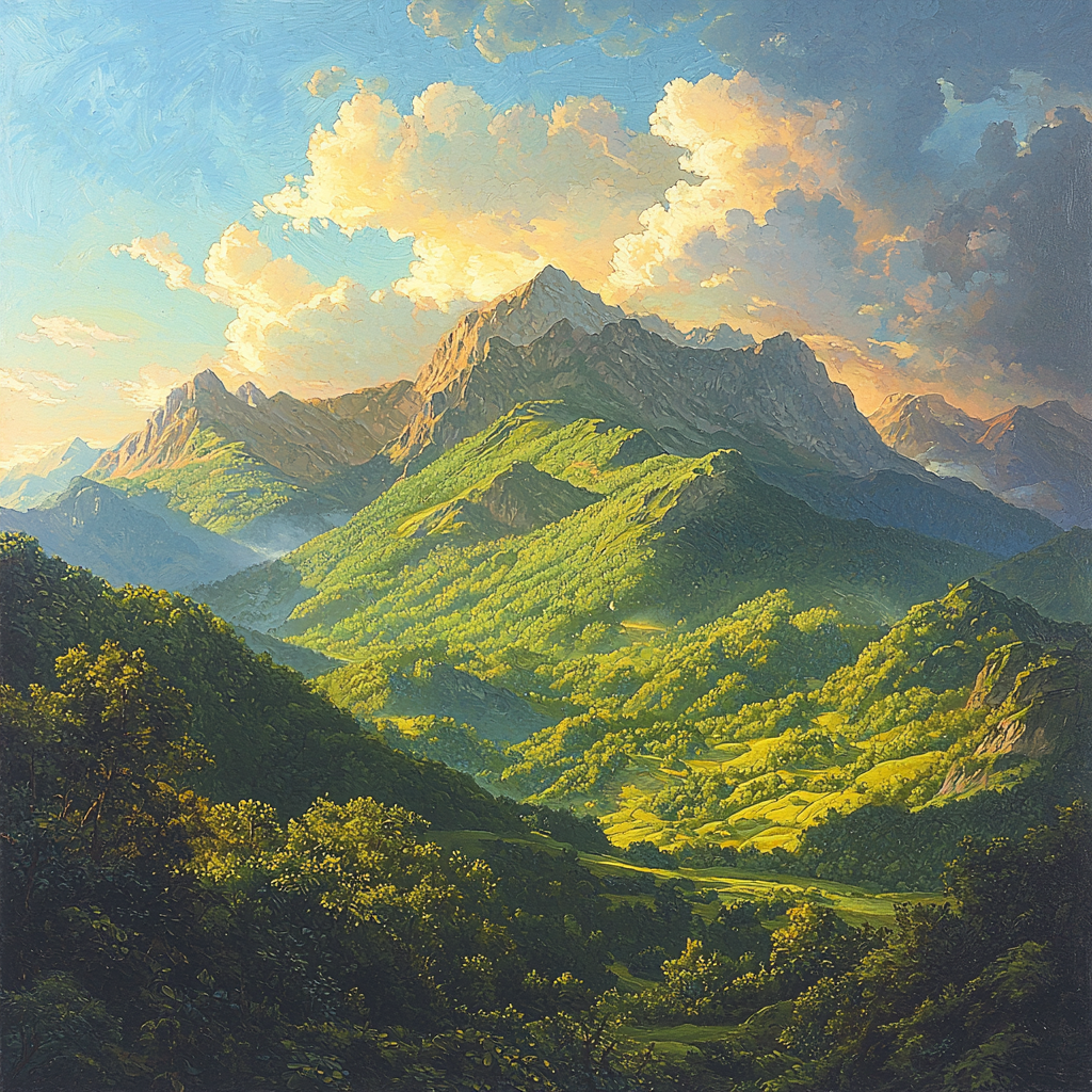 Thomas Cole Inspired Lush Green Mountains Numbered Painting Kits