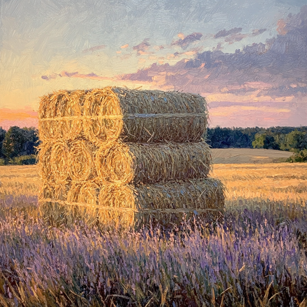 Claude Monet Inspired Haystacks At Dusk Number painting