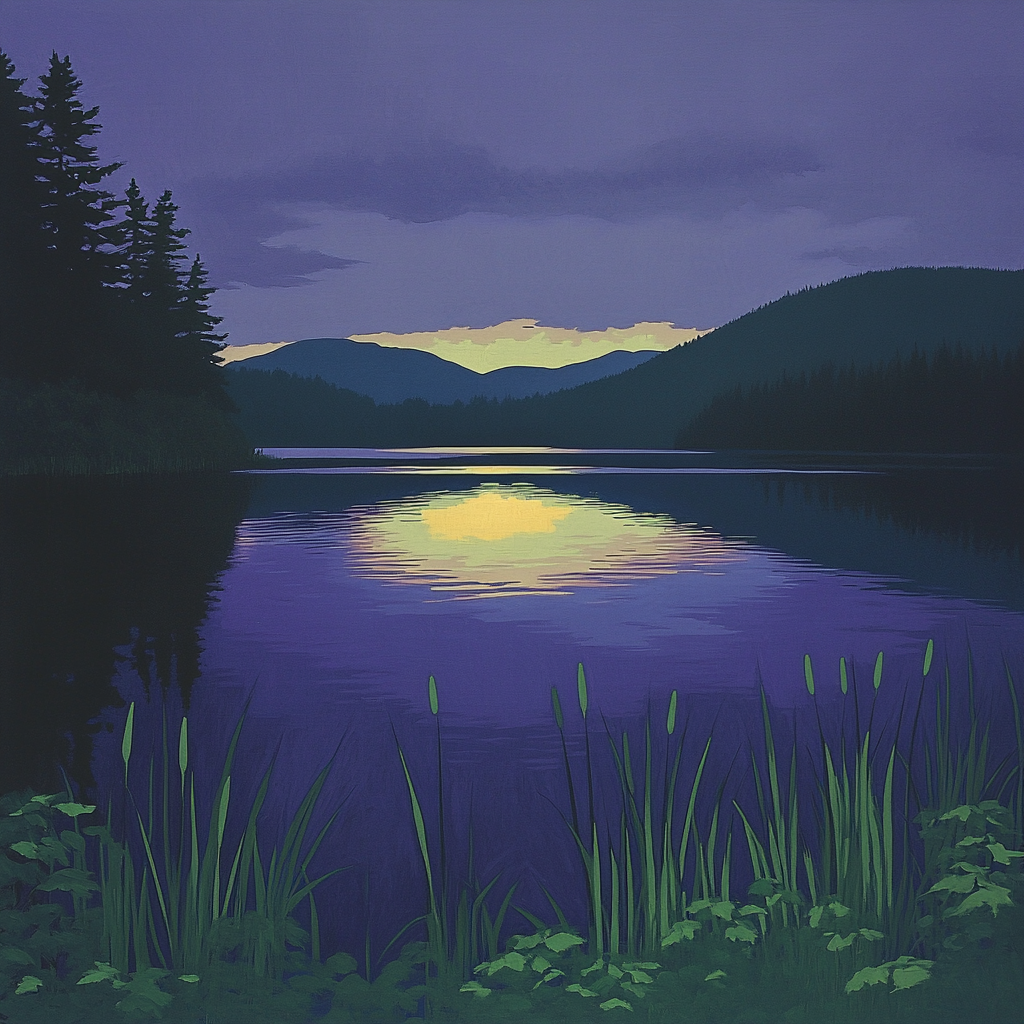 Frederick Varley Inspired Violet Twilight Over Northern Lake DIY paint by numbers