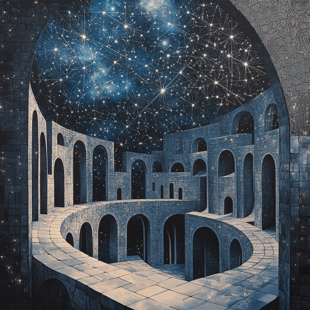 M.C. Escher Inspired Celestial Labyrinth Paint by numbers kits