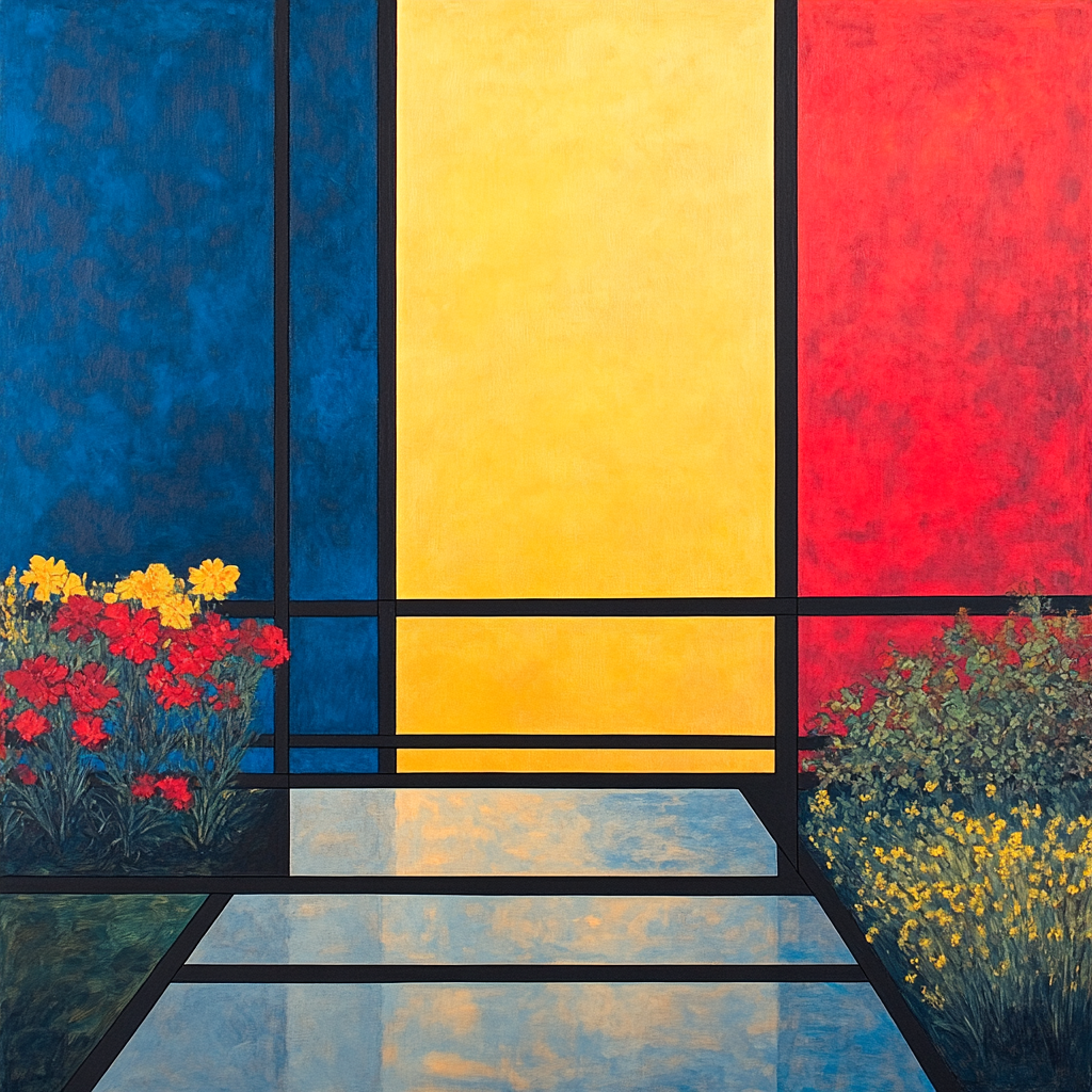 Piet Mondrian Inspired Geometric Garden DIY paint by numbers
