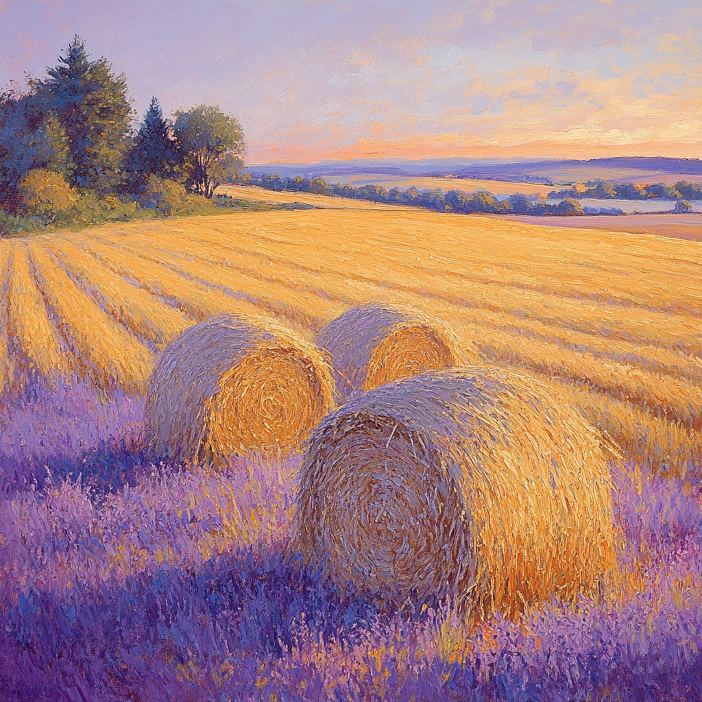 Claude Monet Inspired Lavender Haystacks At Dusk Number painting