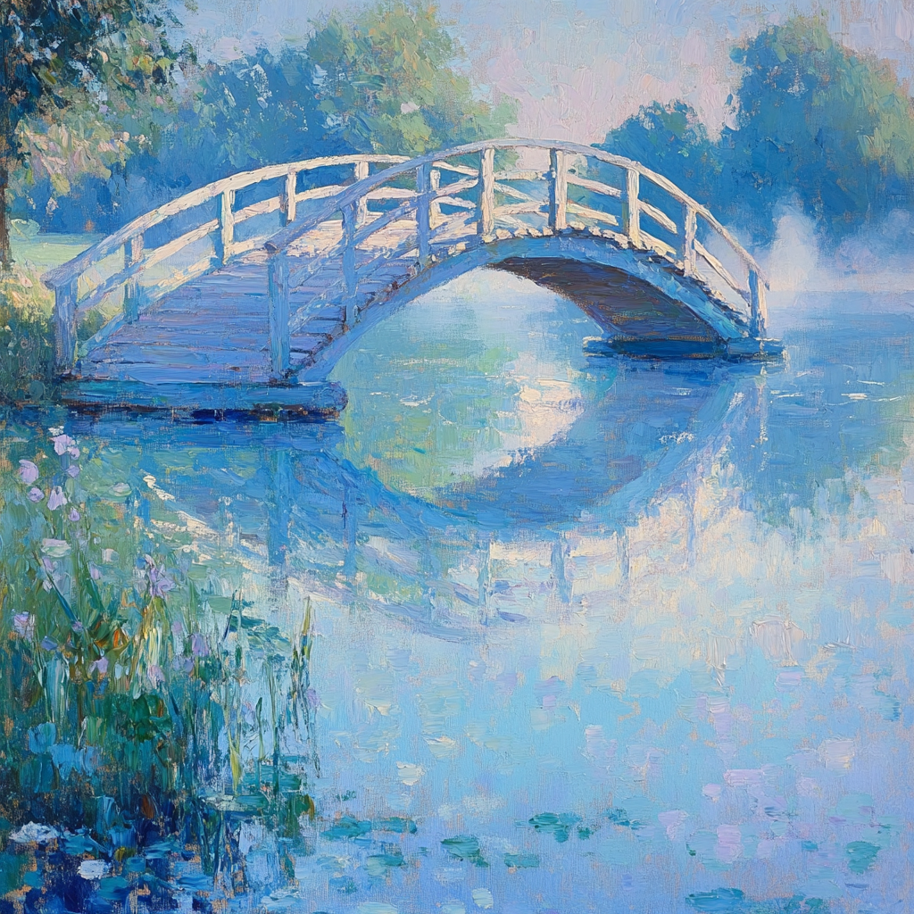 Claude Monet Inspired Lakeside Bridge Numbered painting kits