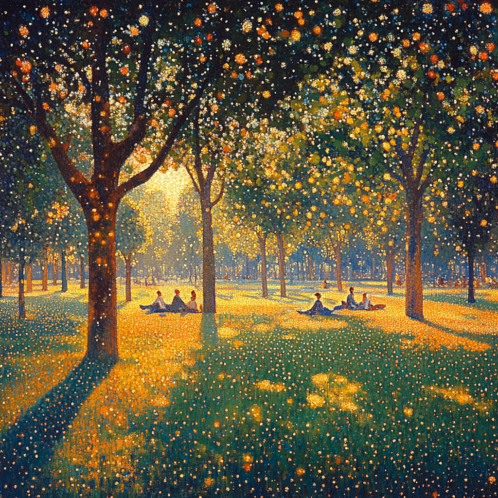 Seurat Inspired Park Afternoon Number painting