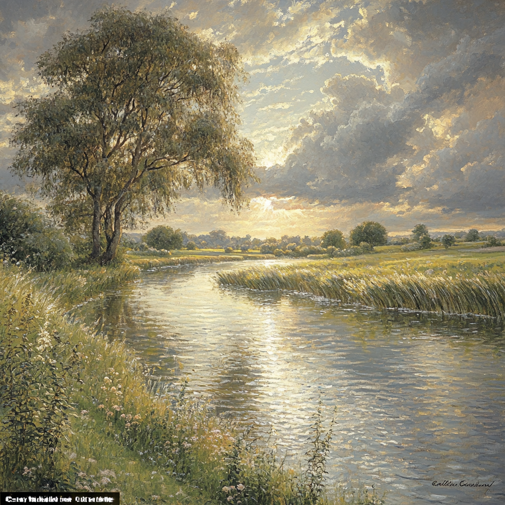 John Constable Inspired Peaceful River With Willow Trees Paint by numbers kits