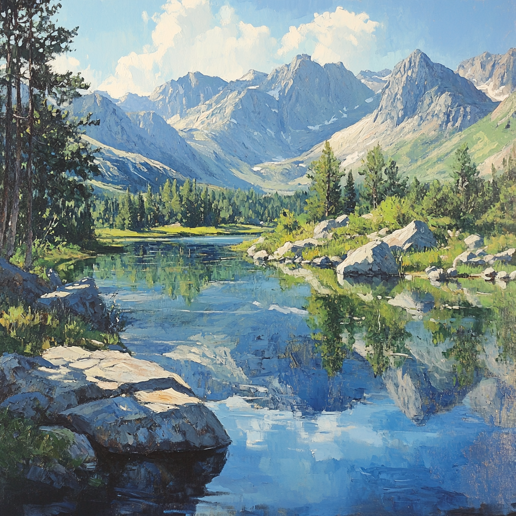 Gustave Courbet Inspired Mountain Lake painting number kit