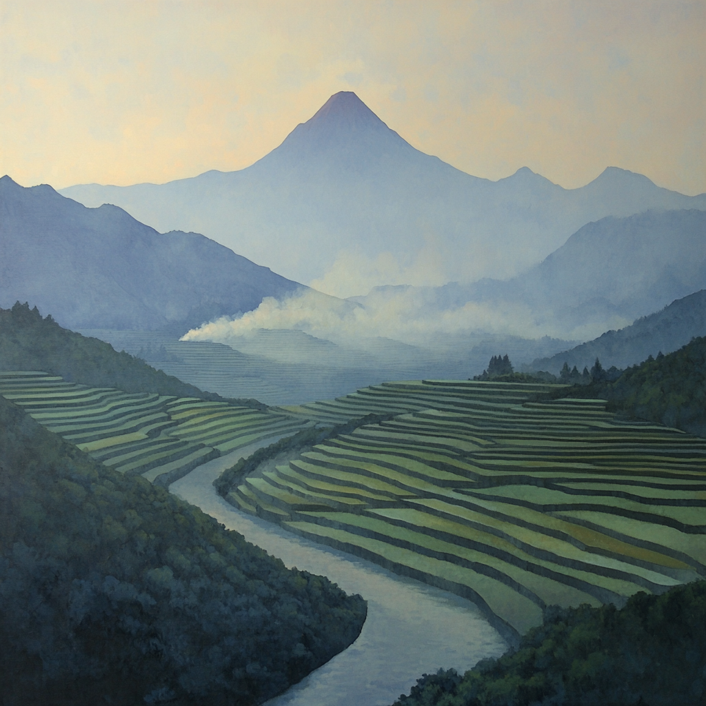 Hiroshige Inspired Distant Volcano Mists Painting by numbers kit