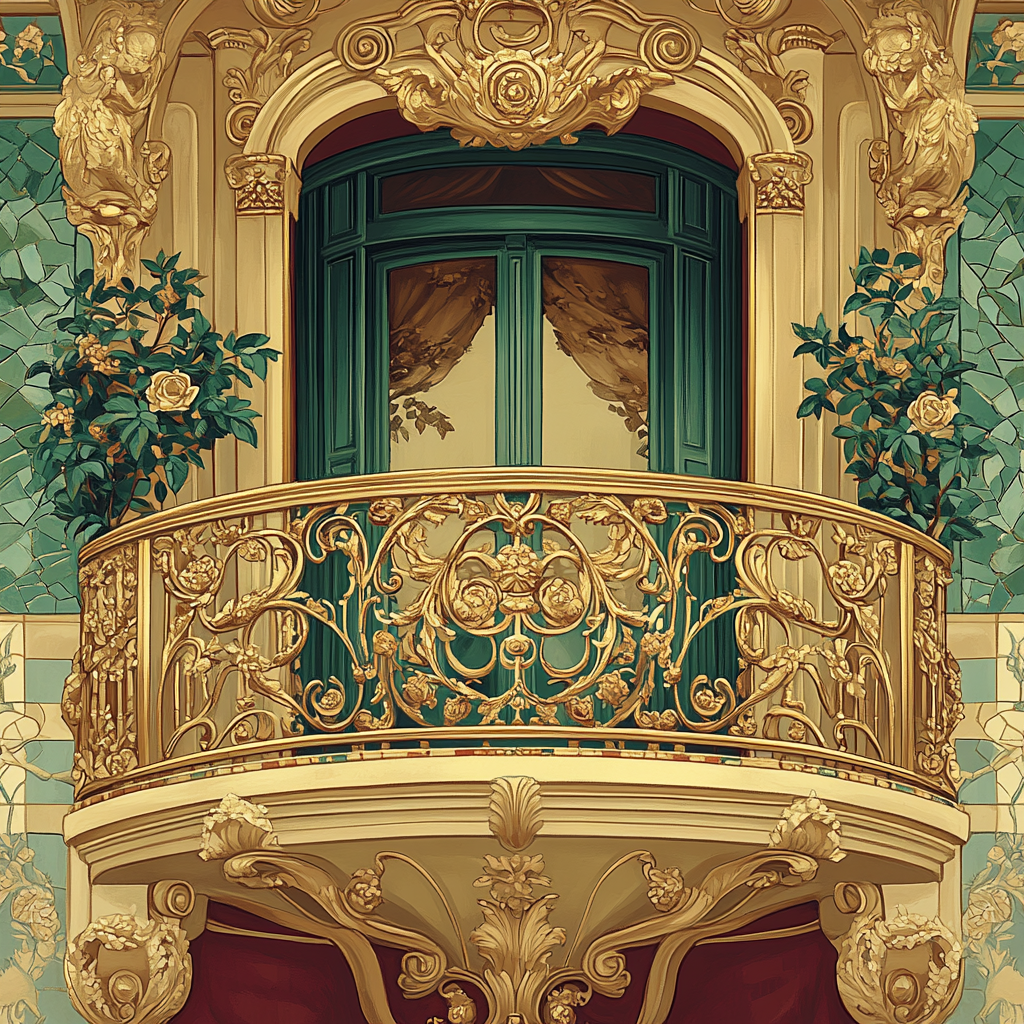 Gustav Klimt Inspired Floral Balcony paint by color