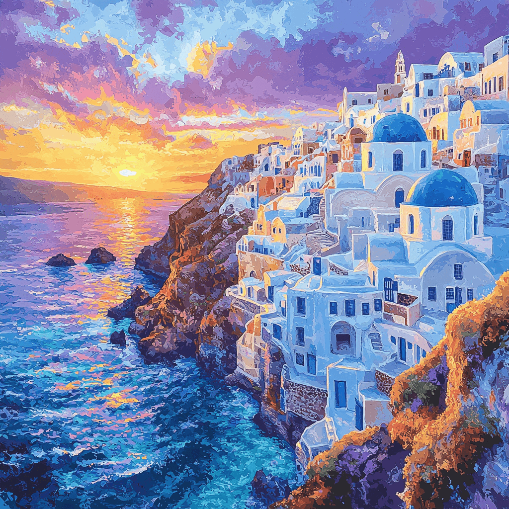 Santorini Cliffs - Santorini Paint By Numbers Art