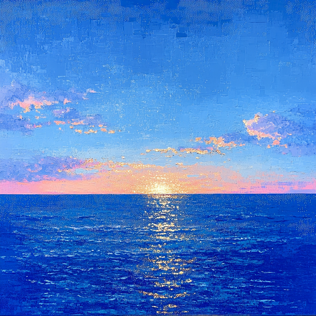 Georges Seurat Inspired Coastal Dusk paint by color