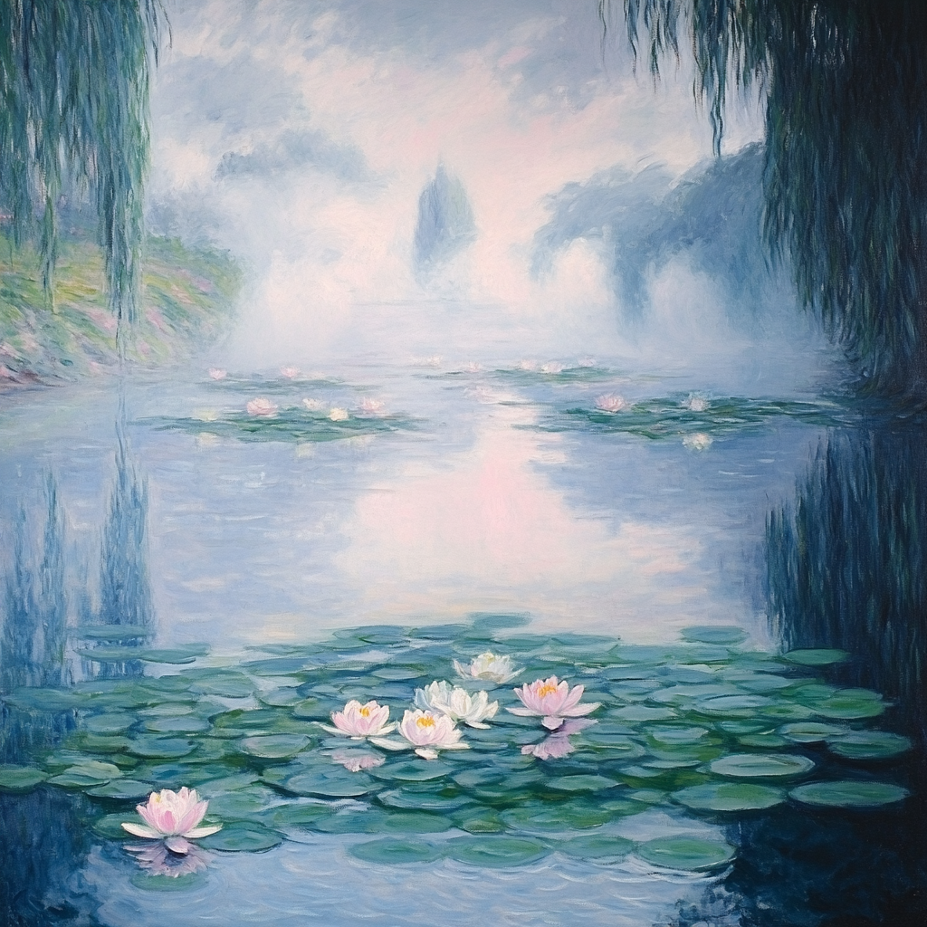 Monet Inspired Misty Morning Pond paint by number