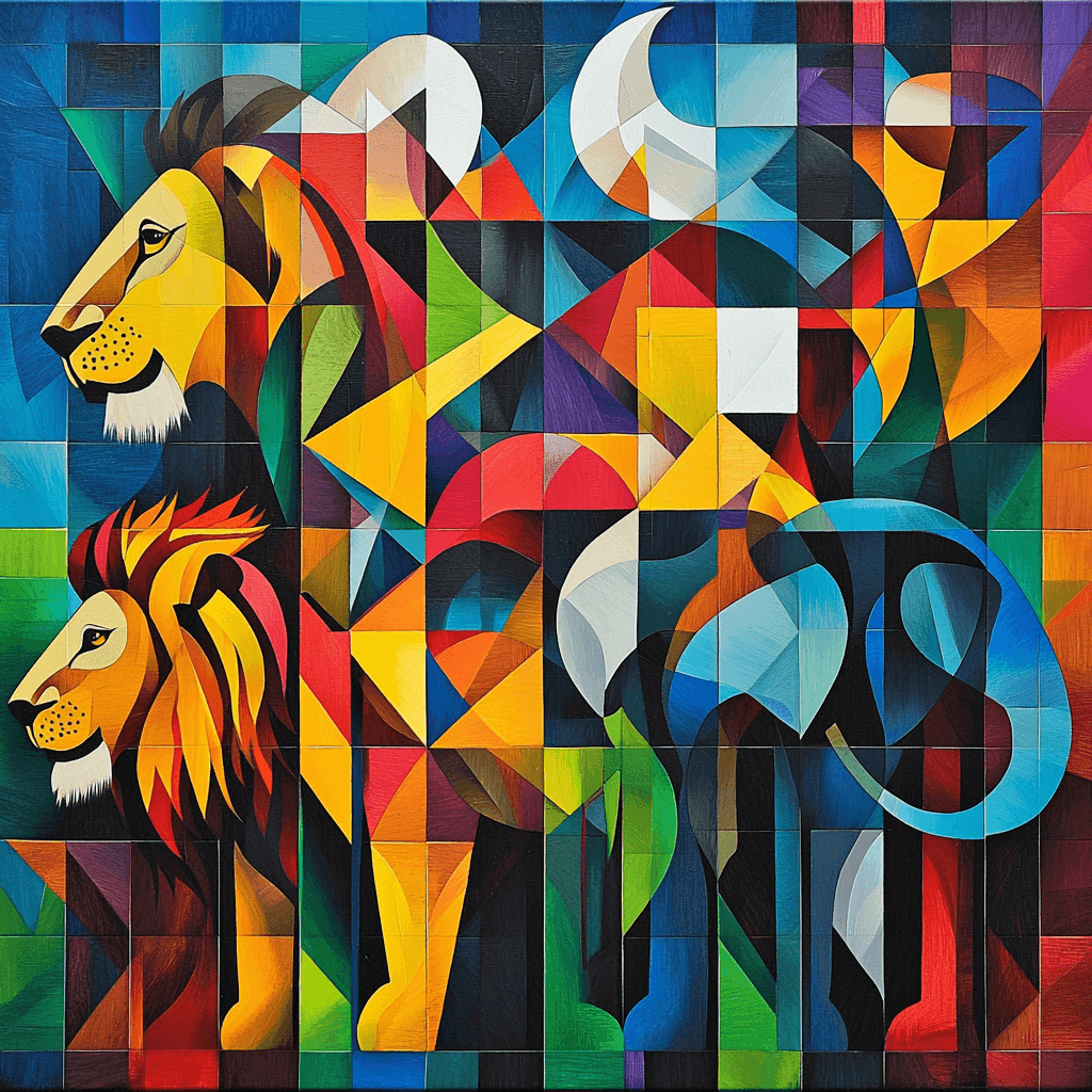 Pablo Picasso Inspired Cubist Wild Animals Paint By Numbers Art