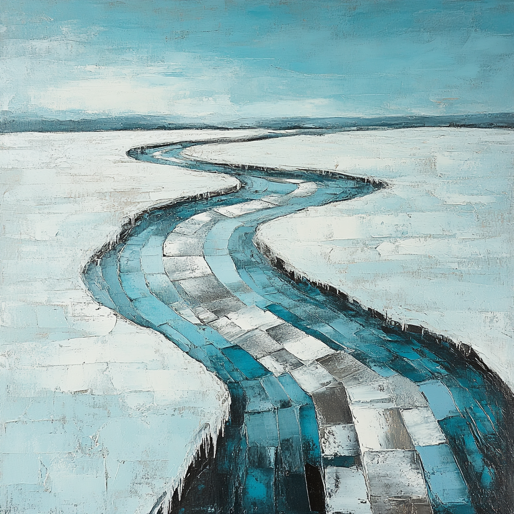 Jean-Paul Riopelle Inspired Icy River In Impasto Blocks Painting by numbers kit