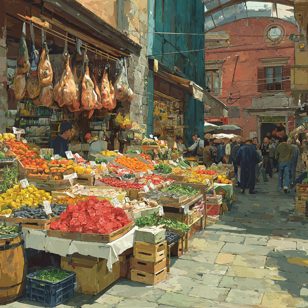 La Boqueria Market Barcelona Spain Food Stalls Number painting