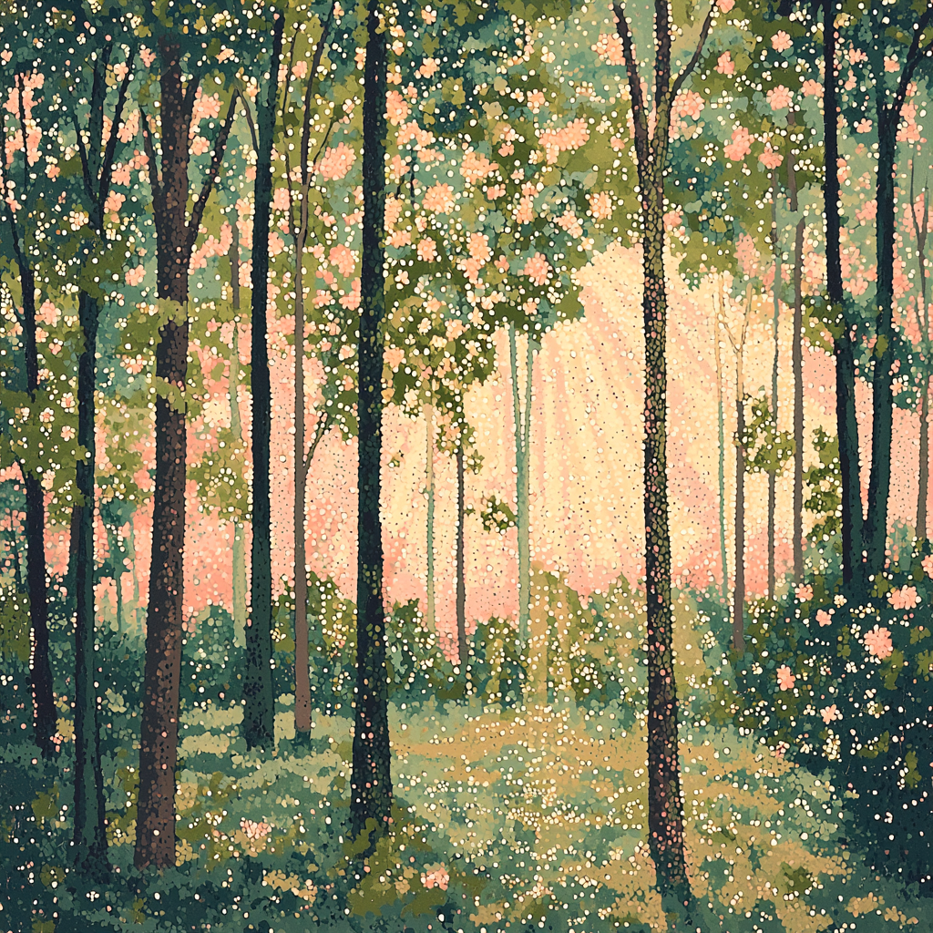 Georges Seurat Inspired Mystic Forest Dawn Paint By Numbers Kits