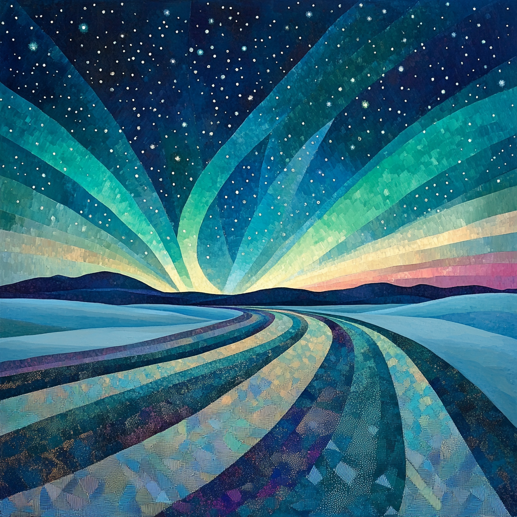 Georges Seurat Inspired Geometric Aurora Field DIY paint by numbers