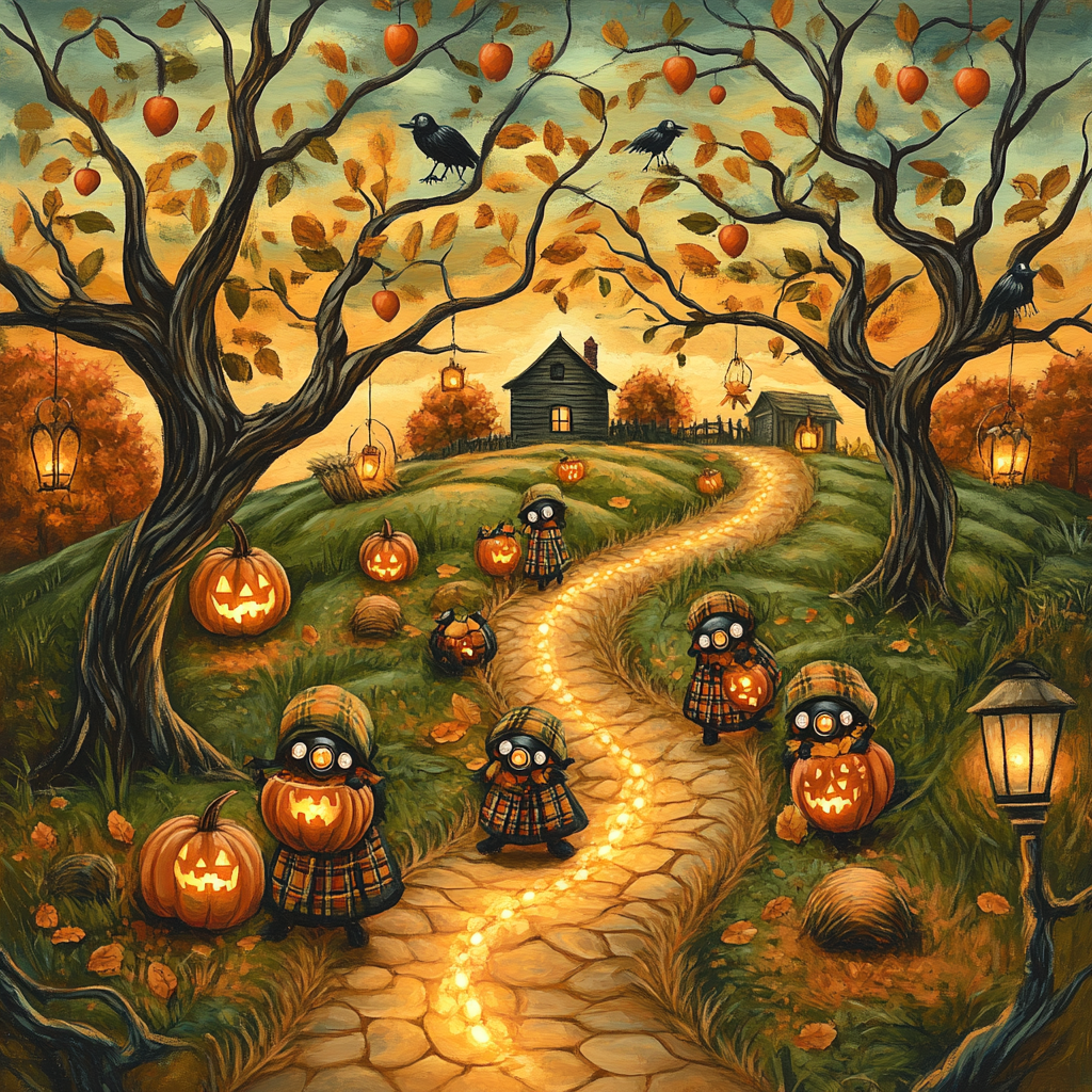 Harvest Imps In Spooky Orchard Number painting