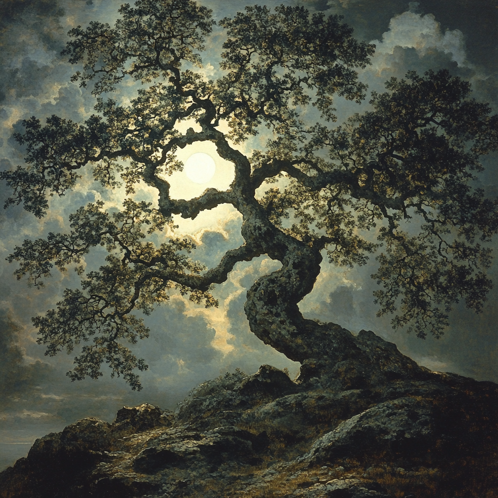 Francisco Goya Inspired Moonlit Oak Silhouetted On Craggy Rise Painting by numbers kit