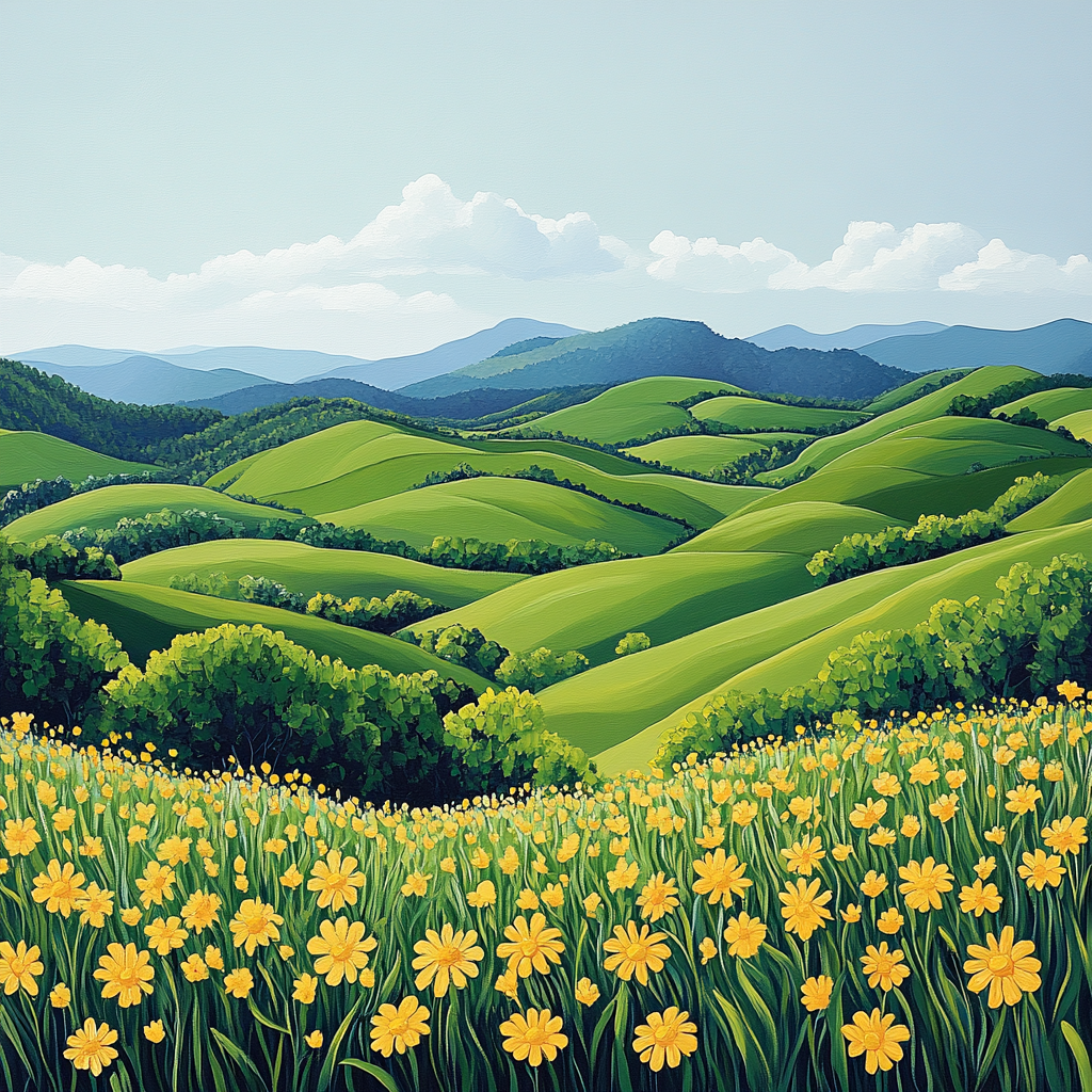 Franklin Carmichael Inspired Springtime Meadow And Distant Hills Numbered painting kits