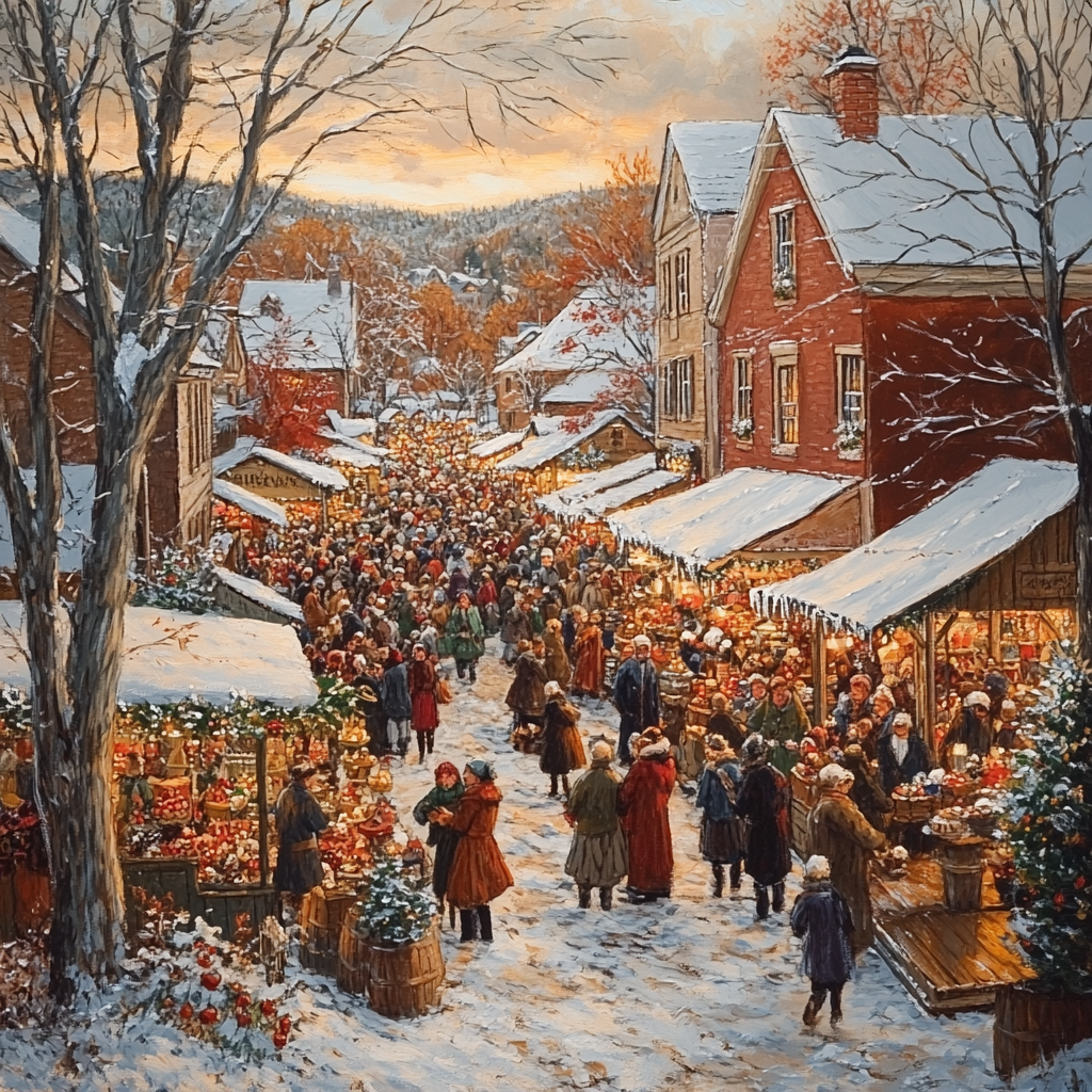 Bruegel Inspired Winter Market Painting by numbers kit