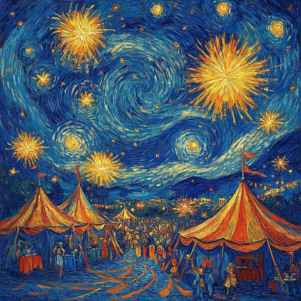 Van Gogh Inspired Starry Festival Night Paint by numbers art