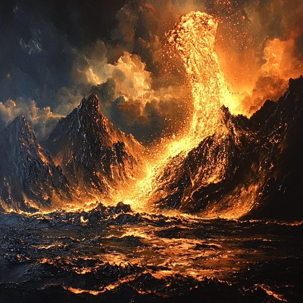 Turner Inspired Volcano Eruption Paint by numbers art