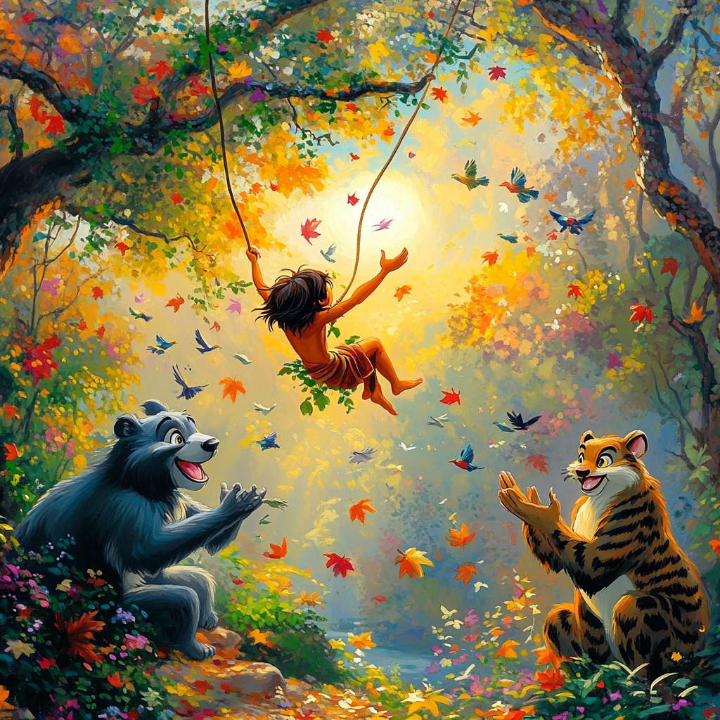 Mowgli Jungle Swing Number painting