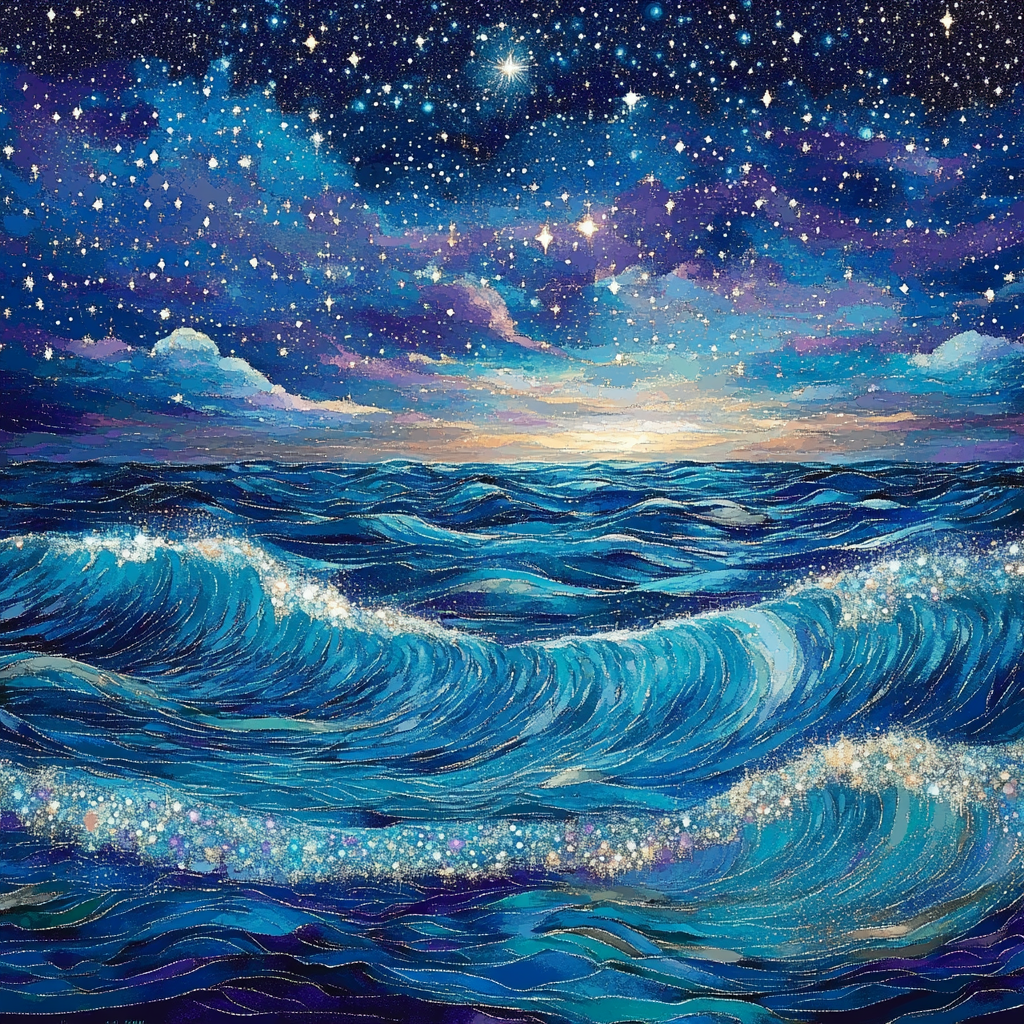 Georges Seurat Inspired Celestial Ocean Paint by numbers art