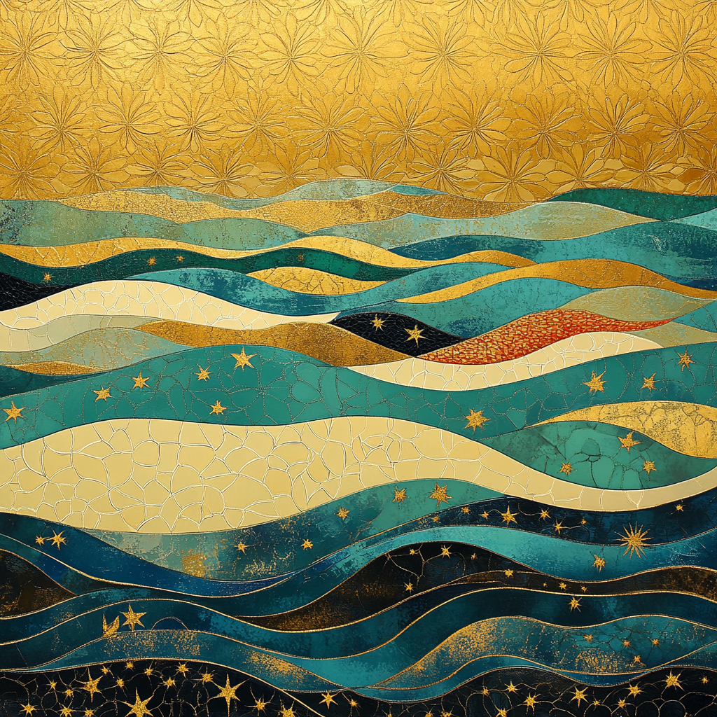 Gustav Klimt Inspired Decorative River Of Stars Numbered painting kits