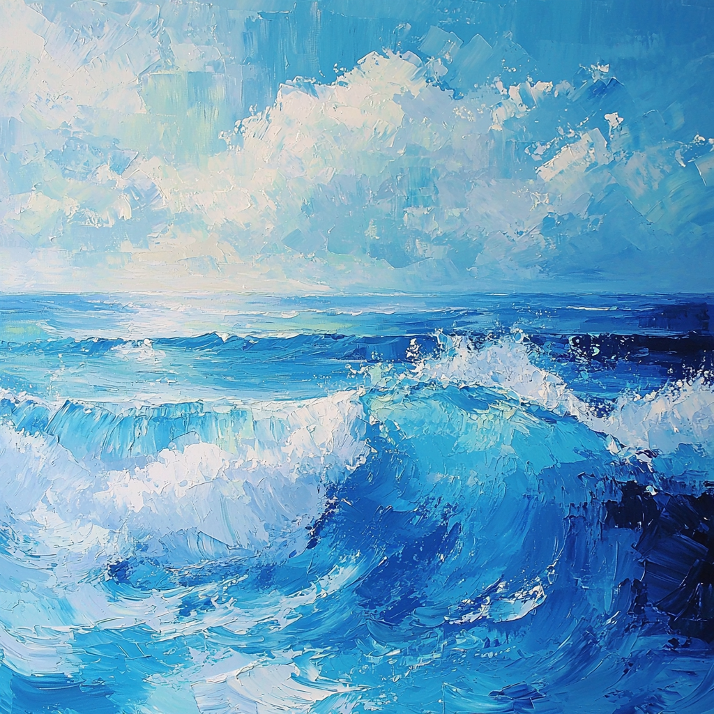 Paul Cézanne Inspired Impressionistic Waves Numbered Painting Kits