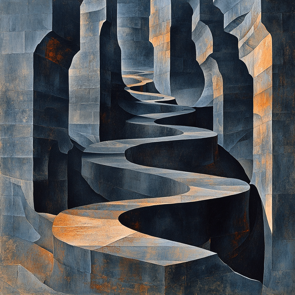 M.C. Escher Inspired Mirrorfold Canyons Number painting