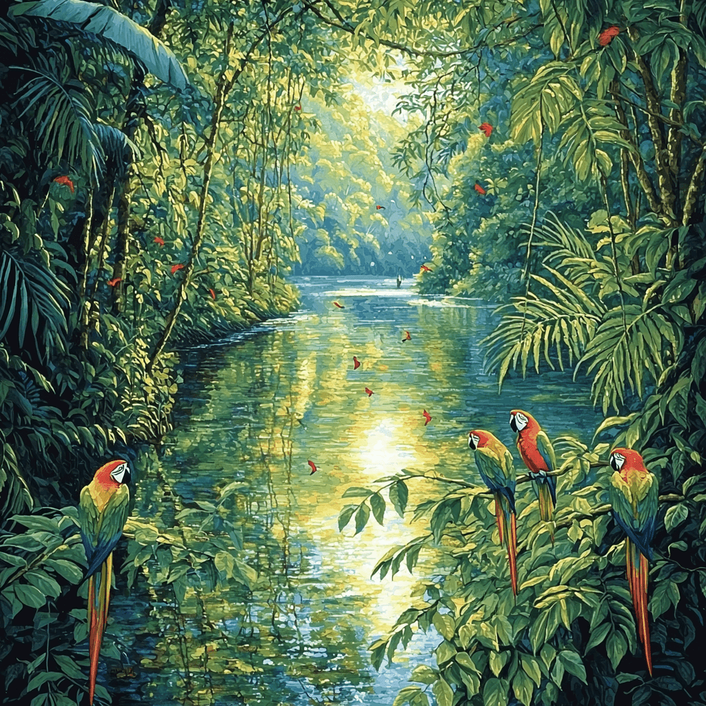Amazon Rainforest River Numbered Painting Kits