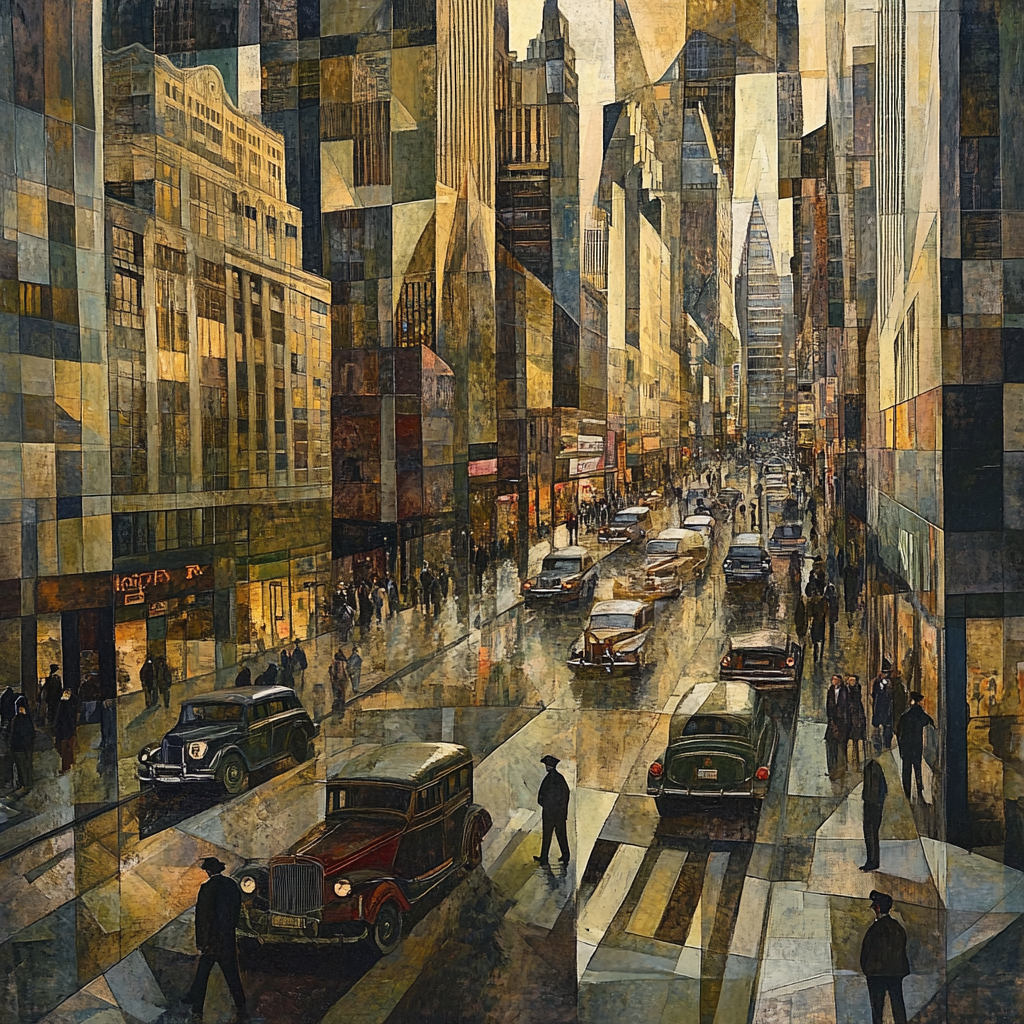 Picasso Inspired Cubist City Streets Number painting