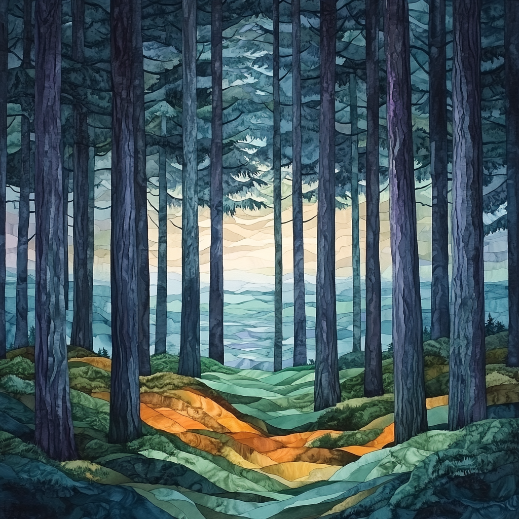 Emily Carr Inspired Cathedral Cedars Paint by numbers art